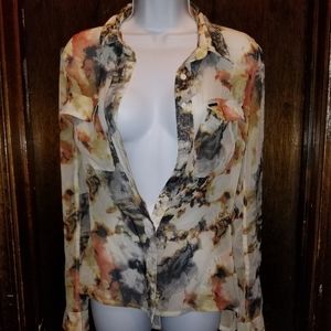 Sean John Patterned Sheer Blouse/Top
